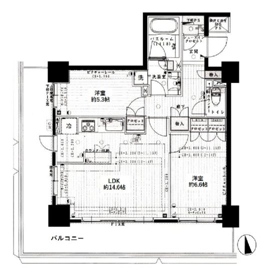 ライオンズタワー上野黒門町   703号室 間取り