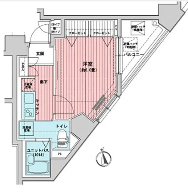 メインステージ大手町 502号室 間取り