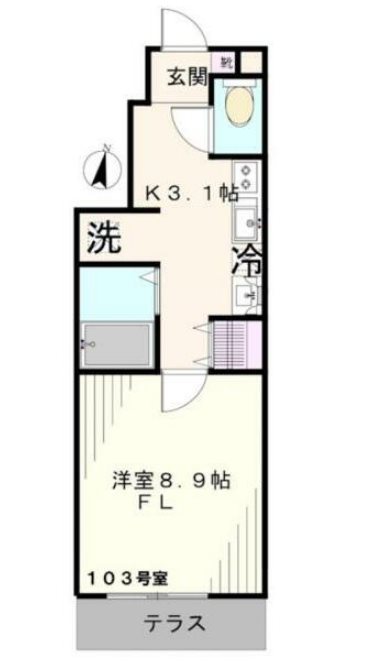 千駄木Jマンション    103号室 間取り
