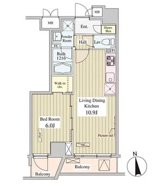 SK-ONE市ヶ谷  203号室 間取り