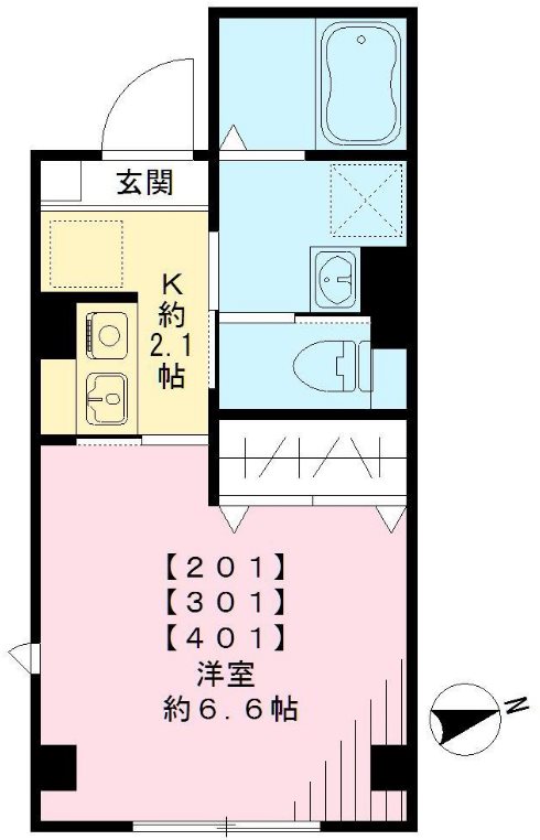 プラム二長町   201号室 間取り
