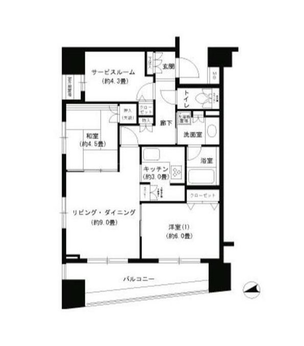 パークキューブ浅草田原町       1302号室 間取り