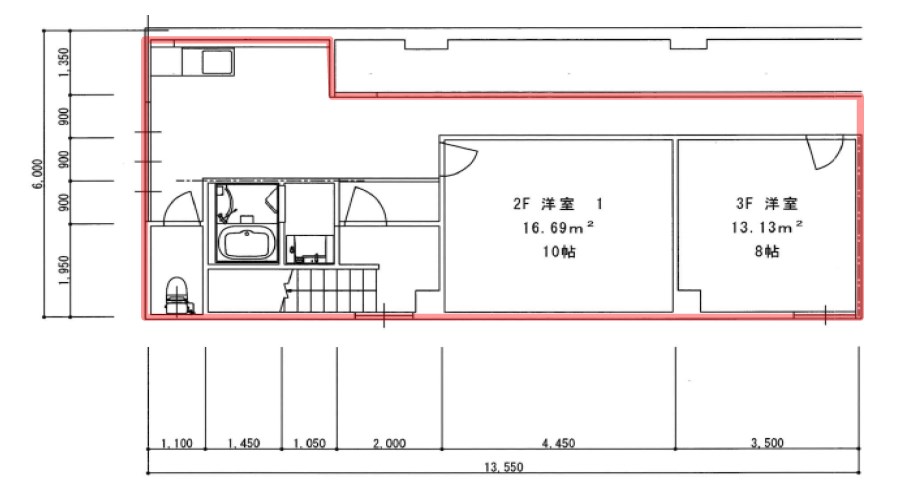 朝日町貸事務所・店舗 間取り