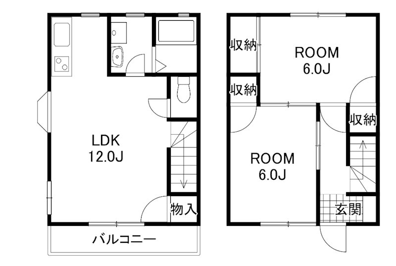 鼻高テラスハウスA・B・C・D 間取り図