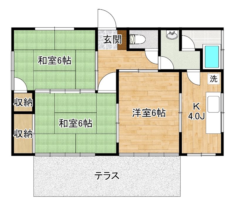 北新波貸家（南西1） 間取り図