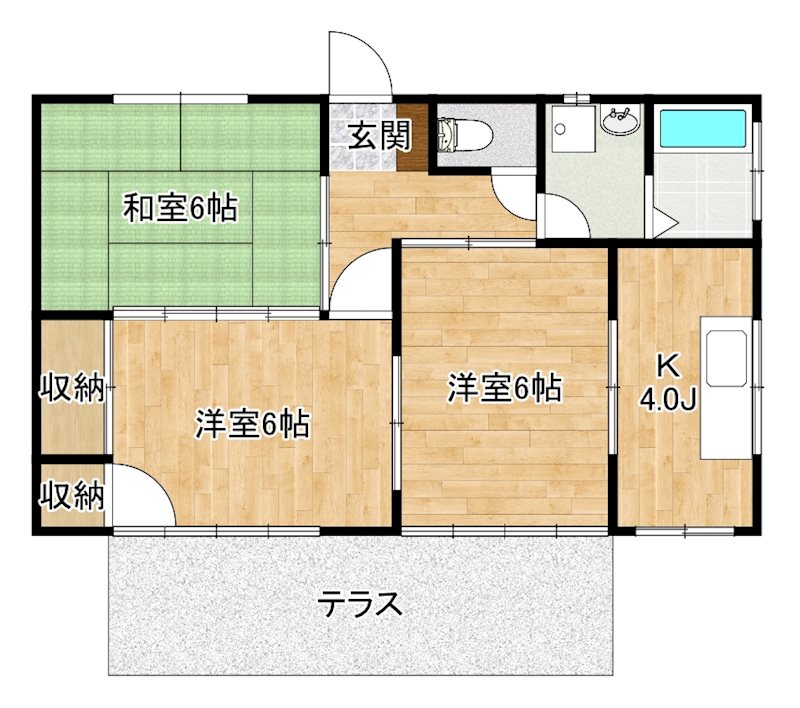 北新波貸家（南東2） 間取り図