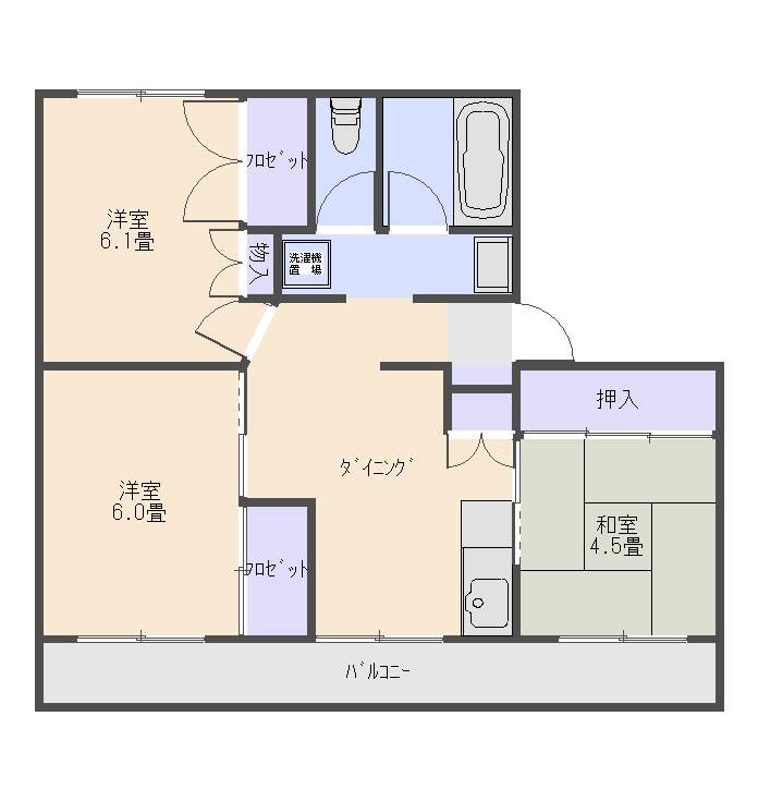 ピースシーサイド黒崎 102号室 間取り