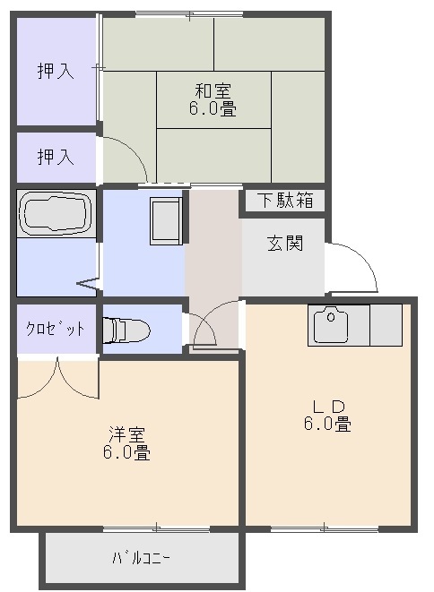 グランデ鳴門 202号室 間取り