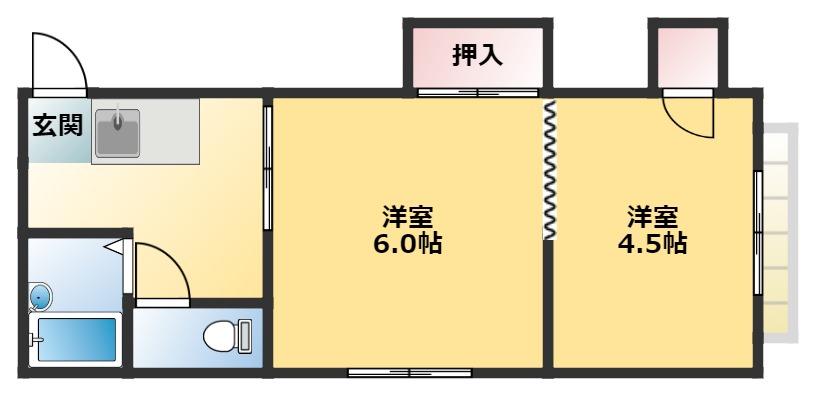 めぞん一刻館 105号室 徳島市北島田町[アパート 1階 2K 2.9万円] | 東京不動産