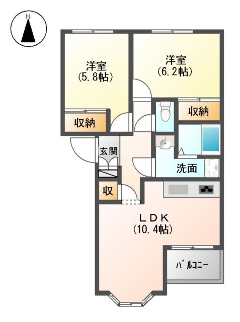 パークヒルズ　鳴門 202号室 間取り