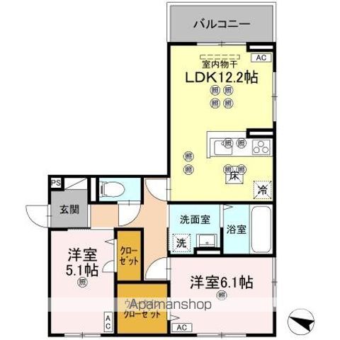 フィオーレガーデン北田宮　Ａ 間取り