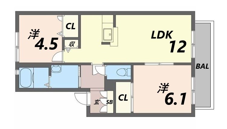 ディアス柿の木B棟 間取り