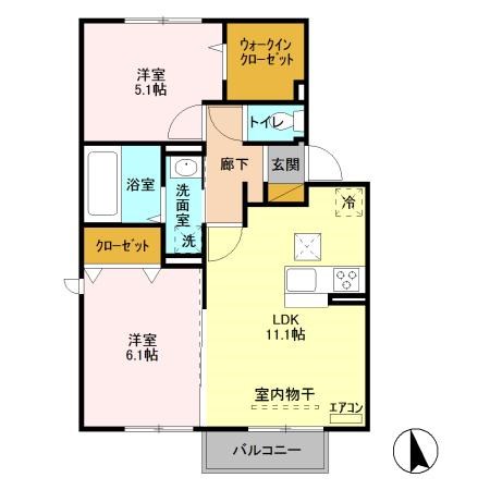 ゼピュロス学園の森N棟 　 202号室 間取り