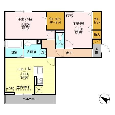 サンセイル 201号室 間取り