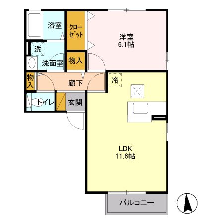 プラート A103号室 間取り