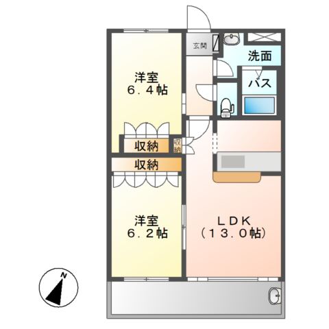 Due acero.K　Ⅱ（ドゥーエアーチェロケーツー） 間取り