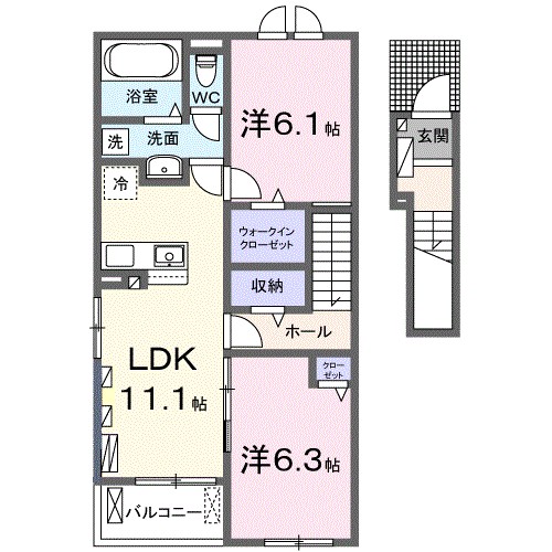 ミースⅡ 204号室 間取り