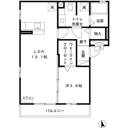 ヴィルヌーブ 301号室 間取り