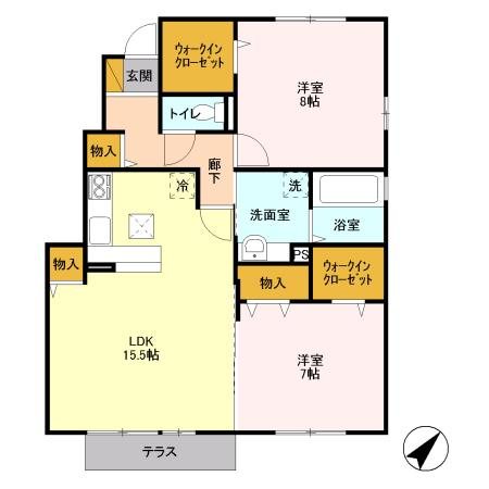 ヴィラージュ学園 A 101号室 間取り