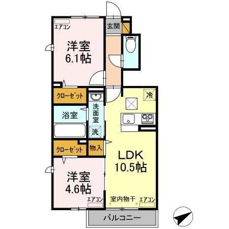 Grand Rise Tsukuba Ｄ棟 105号室 間取り