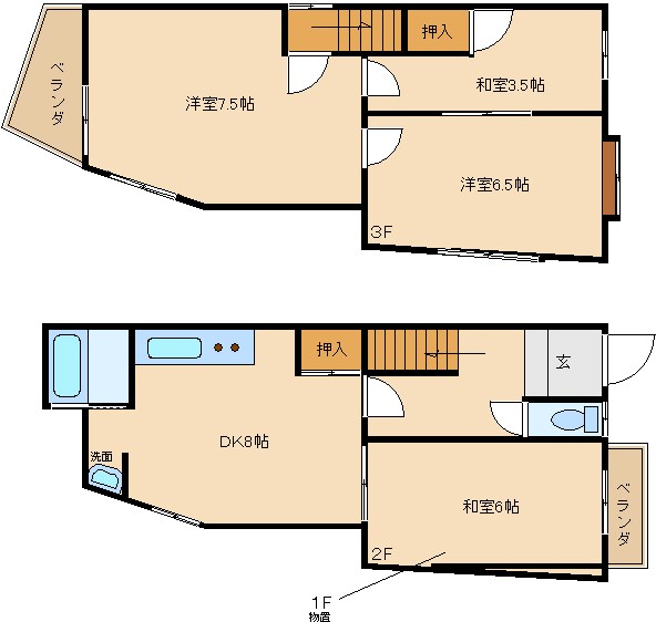 修学院薬師堂町貸家 間取り