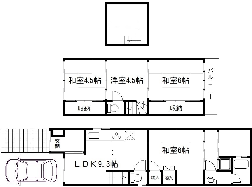 北区紫竹桃ノ本町貸家 間取り