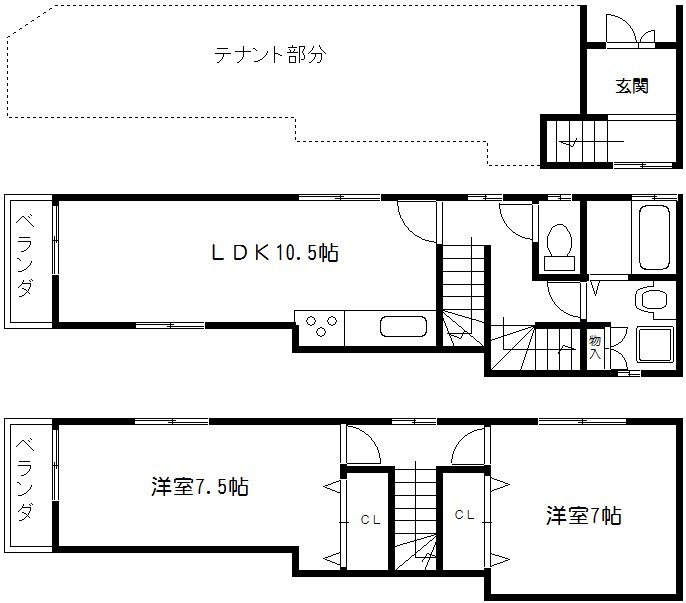 上京区裏築地町貸家 間取り