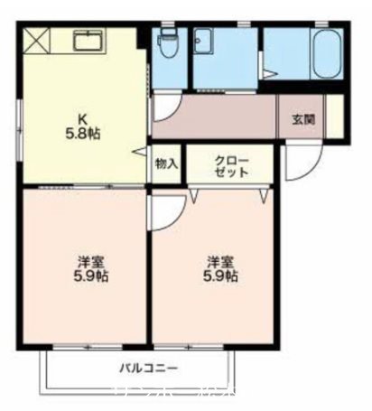 フォンテーヌ東　Ｂ棟 間取り