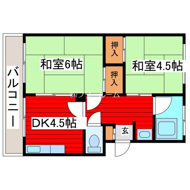 朝日ハイツ１号棟 間取り