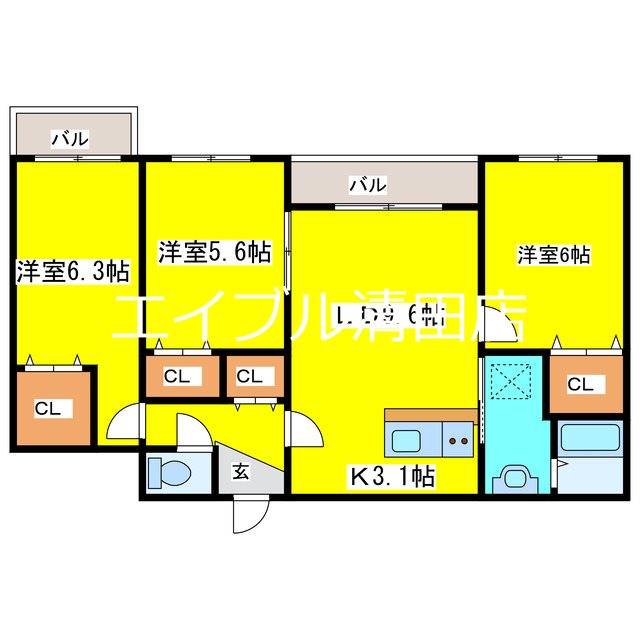 アクアトピア清田Ⅱ 間取り