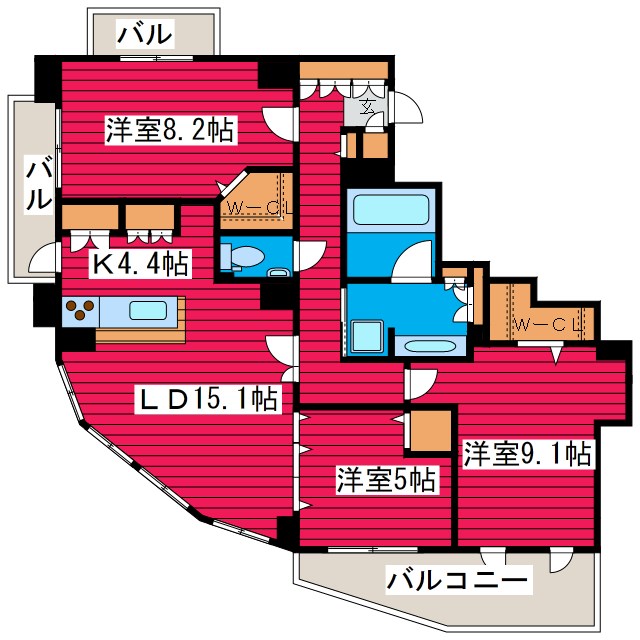 クリーンリバーフィネス福住駅前 間取り