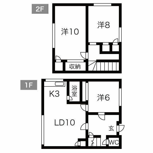 氏家貸家1-14（一棟二戸） 間取り