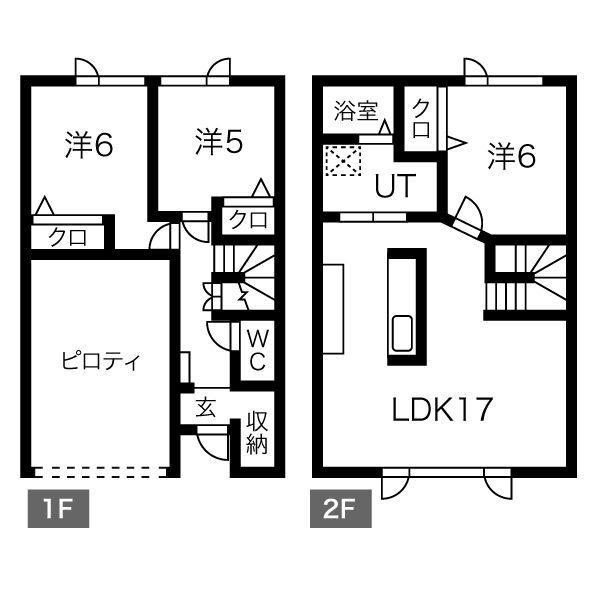 川沿1-6タウンハウス 間取り