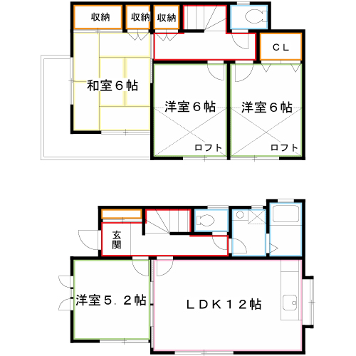 下連雀1-12貸家  間取り