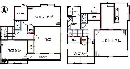 立野町貸家   間取り