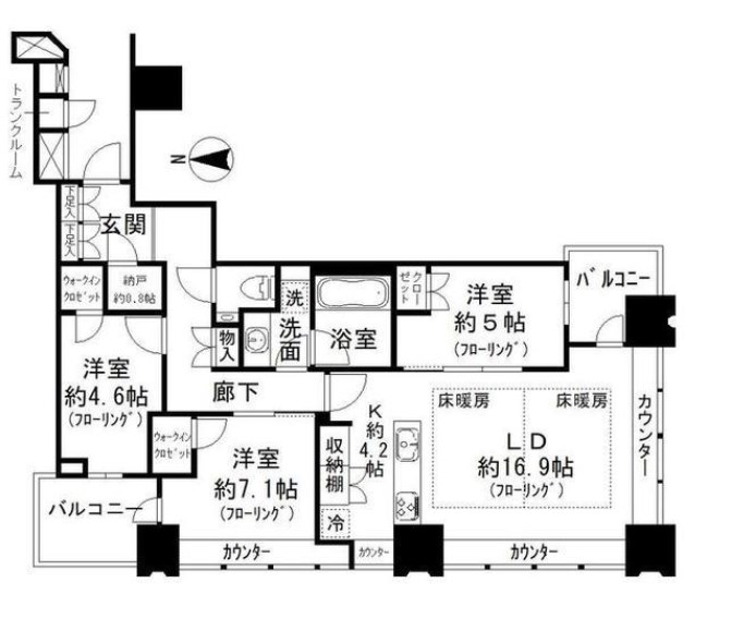武蔵野タワーズスカイゲートタワー  間取り