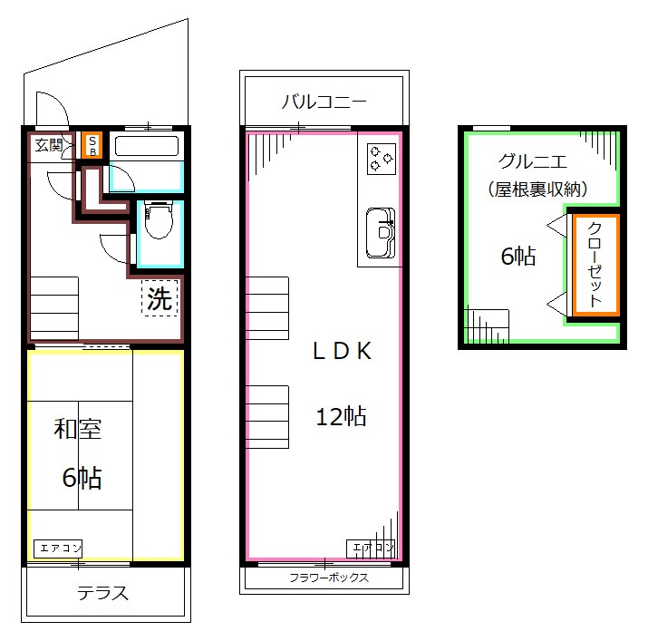 中野区中央4丁目連棟式戸建 間取り図
