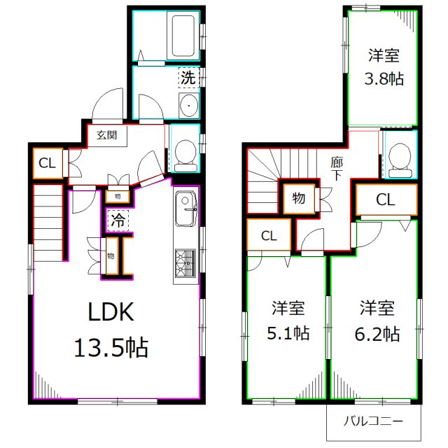 国立市東2丁目戸建 間取り
