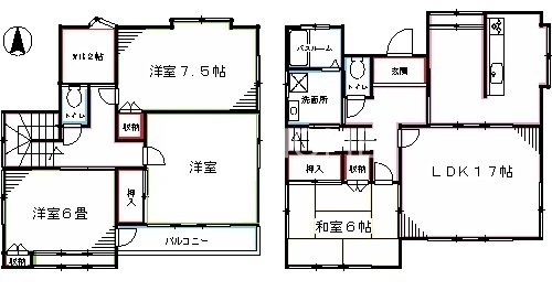 立野町貸家   間取り