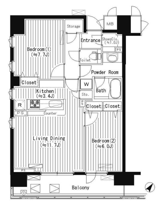 PRIME URBAN 東中野 COURT 間取り