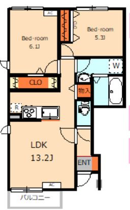 Ｂｌｏｏｍ　Ｏｎｅ，Ｔｗｏ 間取り