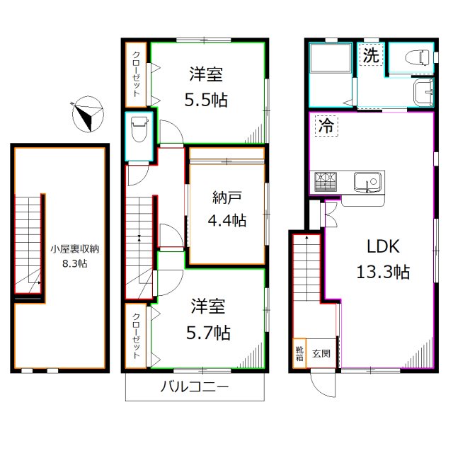 サンライズ国立Ⅱ 間取り