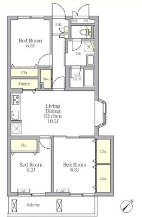メゾンカルム中落合Ｎｏｒｔｈ     間取り