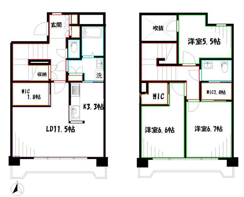 プライムアーバン武蔵野ヒルズＡ棟  間取り