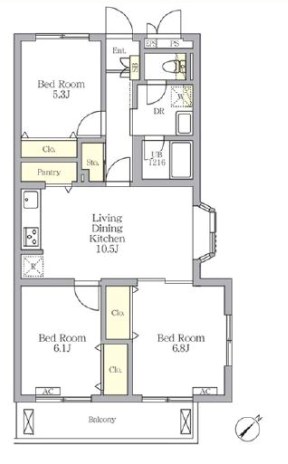 メゾンカルム中落合Ｎｏｒｔｈ   間取り