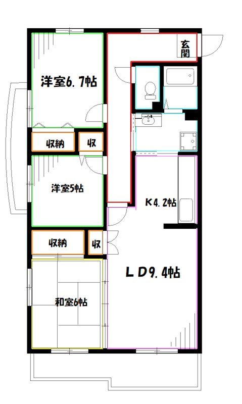 コーポレート小金井梶野通り 6号棟 間取り