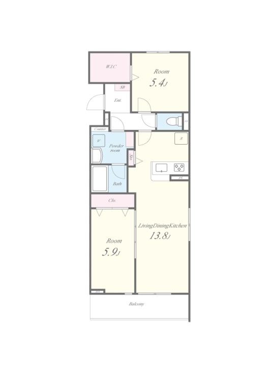 LUCIE TSⅡ(ルシエ ティエスツー) 間取り