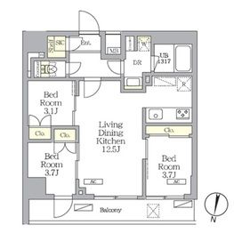 ＮＯＧＡＴＡ　ＲＥＳＩＤＥＮＣＥ   間取り