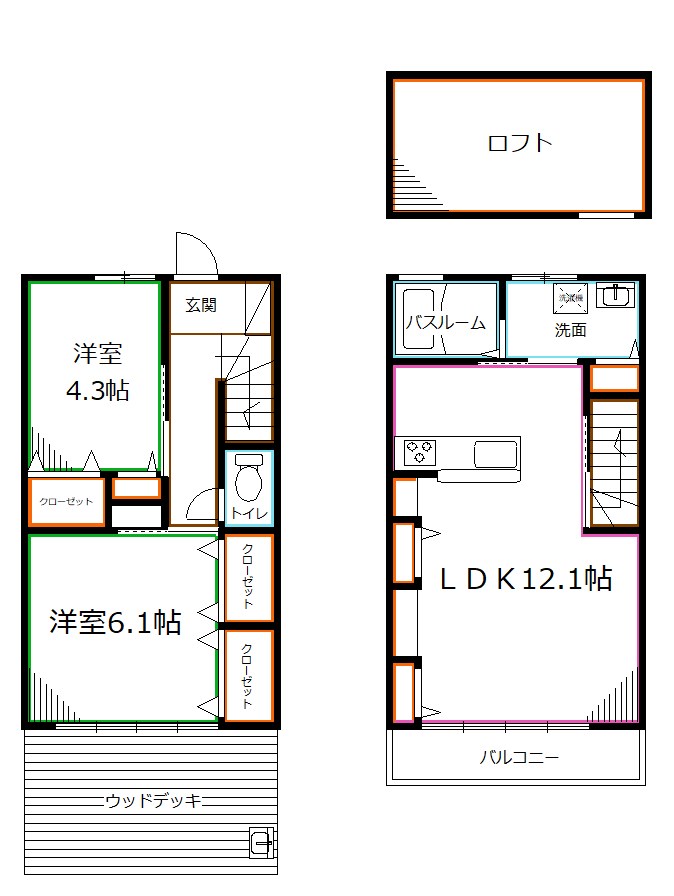 ラルジュ一ツ橋Ⅱ 間取り図