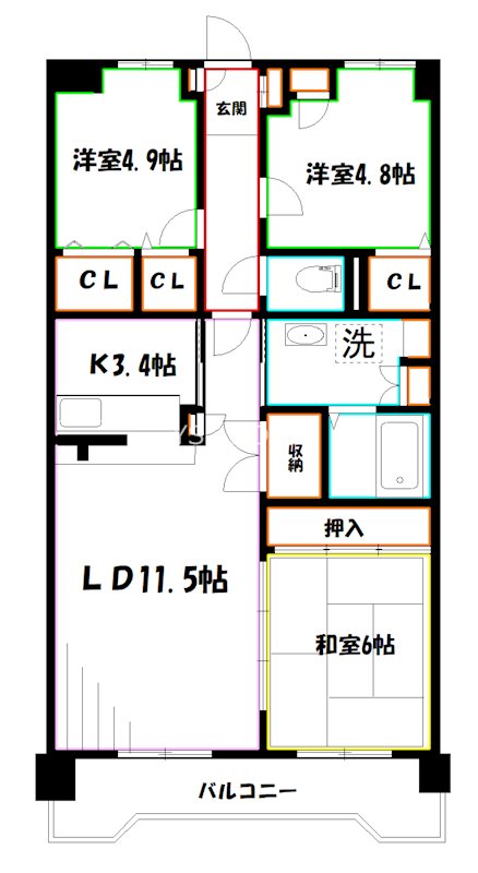 グランドール三鷹　壱番館 間取り